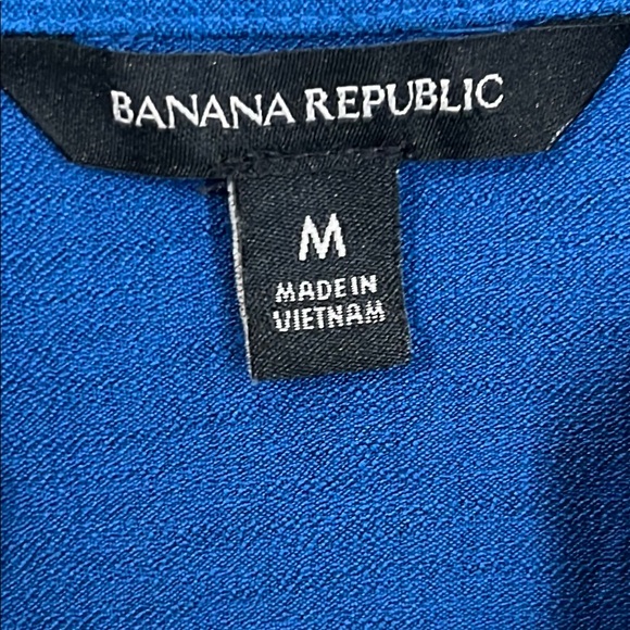 Banana Republic Blue Boxy Blouse with Mandarin Collar Cuff Sleeve V-Neck - Picture 2 of 5